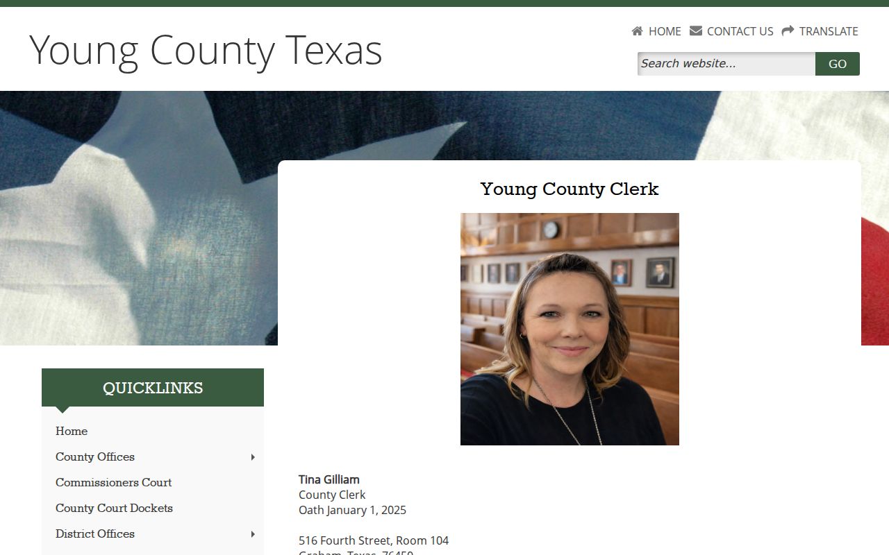 Young County court docket routes on the County Clerk page