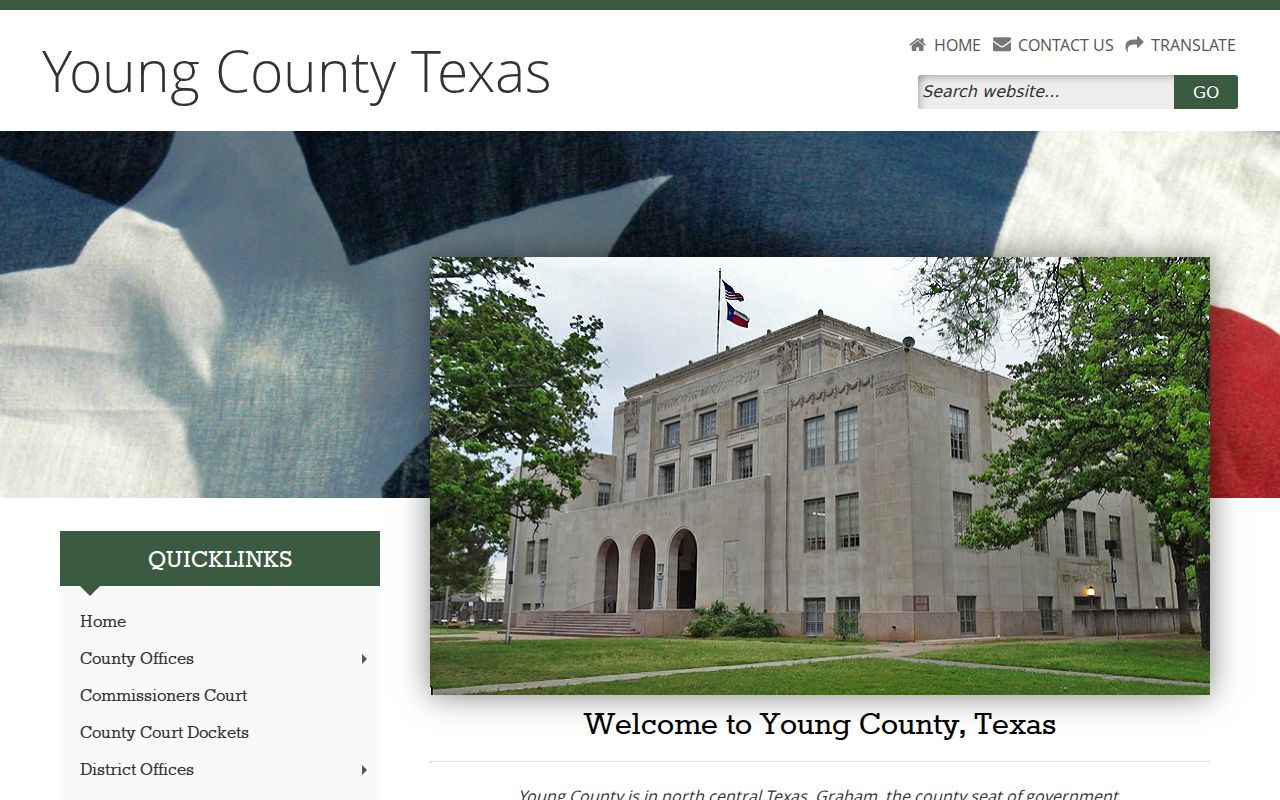 Young County court docket links on the official county homepage